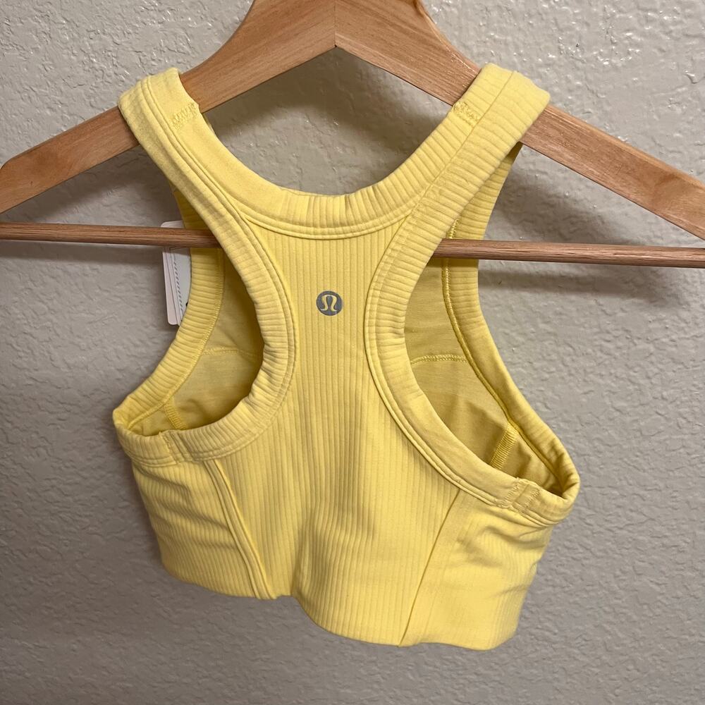 NWT Lululemon Ribbed Nulu High Neck Yoga Bra Yellow Racerback Size 2 Stretch - Picture 3 of 6